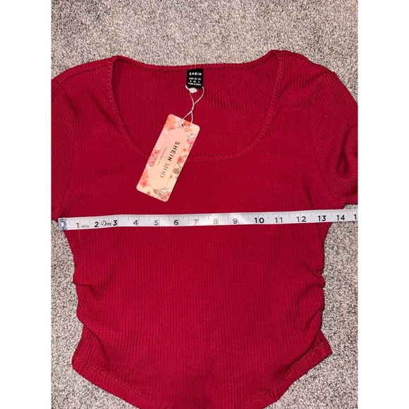 Shein‎ NWT Women's Red Cropped Long Sleeve - Picture 5 of 11